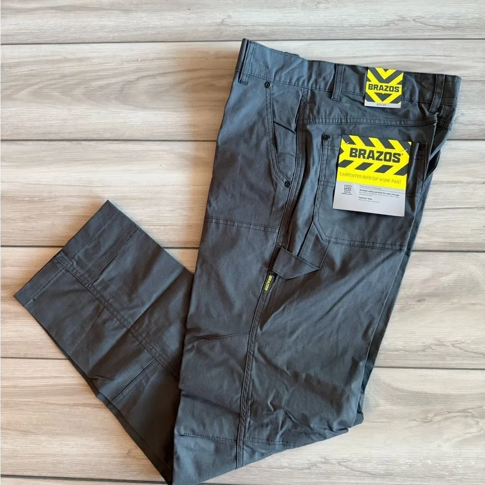 Brazos Carpenter Ripstop Work Pant Grey 32Wx32L NWT